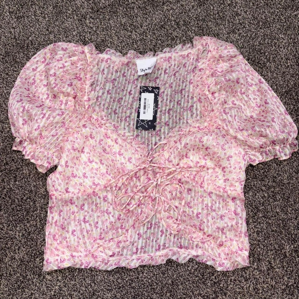 Sky To Moon Boutique Multicolored Floral Top NWT Size S